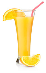 Orange juice in a tall glass