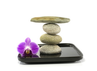 Obraz na płótnie Canvas stones and orchid in balance