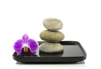 Naklejka na ściany i meble kamienie i Orchidea w równowadze