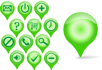 aqua icons set for web site, home, business, trade