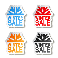 paper winter sale, sticker - Christmas offer