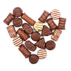 Heart from chocolate candies