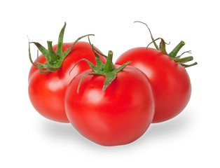 three tomatoes isolated on white background