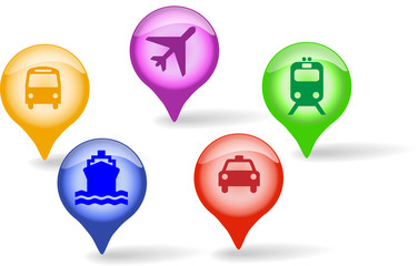 transportation aqua icons set for web