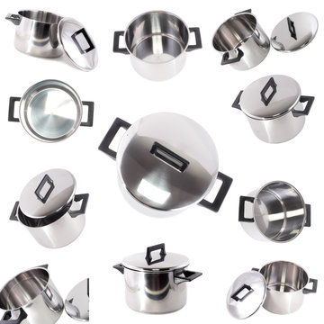 Collection of saucepans,made of stainless steel