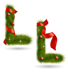 Christmas-related decorative alphabet L