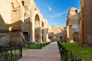 Cercles muraux Rudnes Baths of Caracalla, Rome, Italy. Panorama of great ancient Roman ruins.