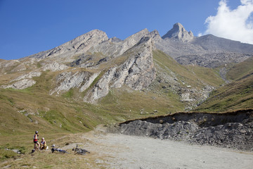 Fototapeta na wymiar Rowerowych na Col d'Agnel