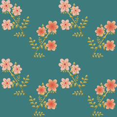 Seamless floral pattern with red and pink flower