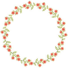 Floral circle with red flowers and leaves