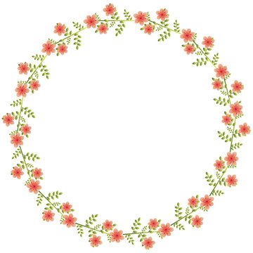 Floral circle with red flowers and leaves
