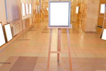 silver picture frame easel in art gallery hall