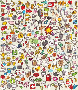 XXL Doodle Icons Set : collection of small  illustrations