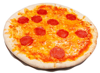 italian pizza with spicy salami