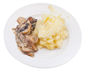 stewed mushrooms and mashed potatoes