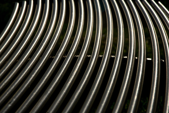 park bench made ​​of steel pipe