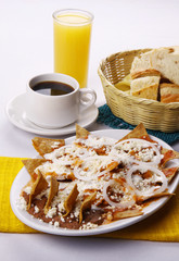 Chilaquiles rojo de M&eacute;xico. Comida mexicana