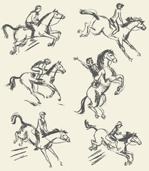 Fototapeta premium Equestrian sport - show jumping. Jockey riding a horse