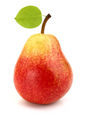 Ripe pear with leaf