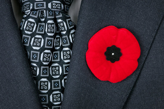 Remembrance Day poppy on suit