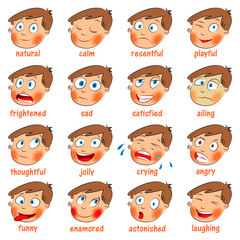Emotions. Cartoon facial expressions set