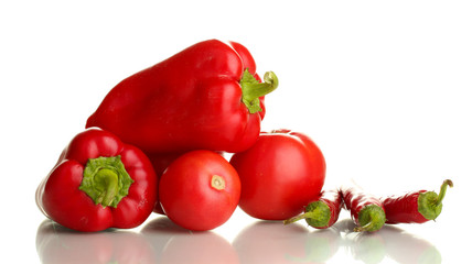 fresh red vegetables isolated on white