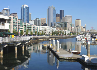 Pier 66 marina, Seattle skyline.