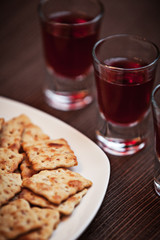 Communion Crackers and Wine Shallow DOF