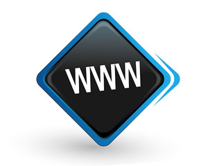 icône nom de domaine sur bouton carré bleu design