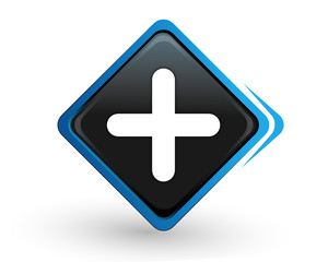 Obraz premium icône ajouter sur bouton carré bleu design