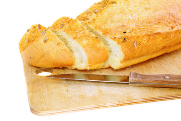 Fresh cutting bread. Isolated