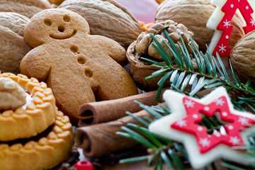 Gingerbread man - Christmas cookies and nuts