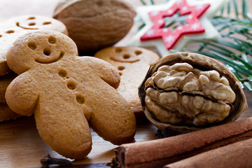 Gingerbread man - Christmas cookies and nuts