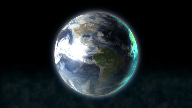 Digitally earth model turns on a white background