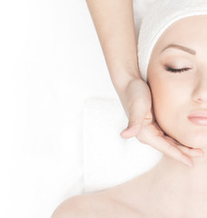 Portrait of a woman on a spa massage procedure