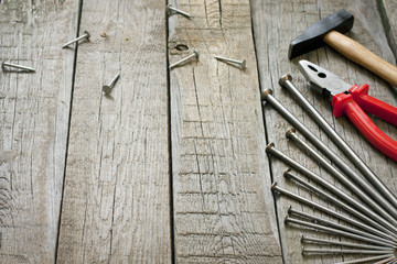 House construction renovation with tools abstract background