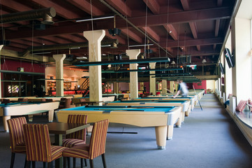 Billiard room with many tables