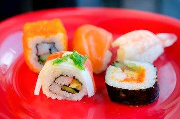 sushi on plate