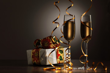 Glasses of champagne at new year party