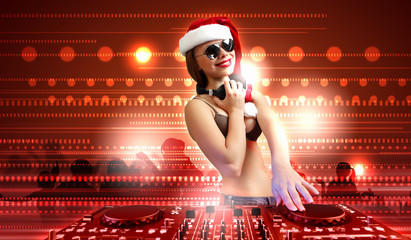 Female dj in christmas wear