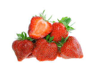 A heap of fresh strawberries on white.Isolated