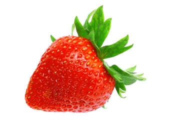 Single fresh strawberries. Isolated