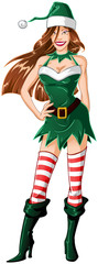 Woman Dressed In Sexy Elf Clothes For Christmas - 47562720