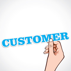 customer word in hand stock vector