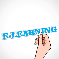 E-learning word in hand stock vector