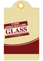 Label with the words glass