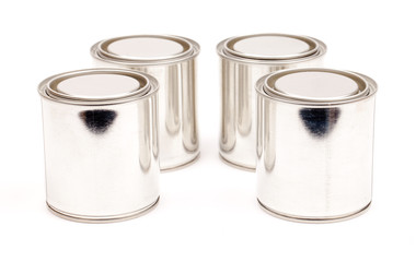 Cans of paint  isolated on white