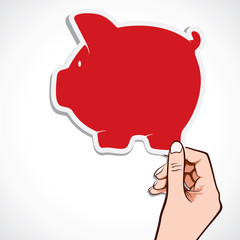 red piggy bank in hand stock vector - 47566323
