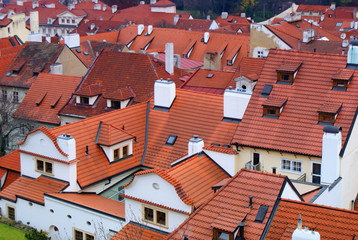 Fototapeta na wymiar Roofs of historic city of Prague, world heritage UNESCO