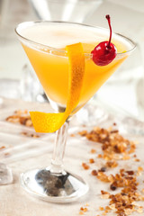 Yellow drink with passion fruit